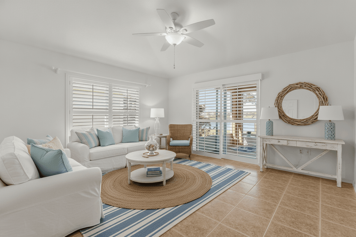 Empty living room after virtual staging.